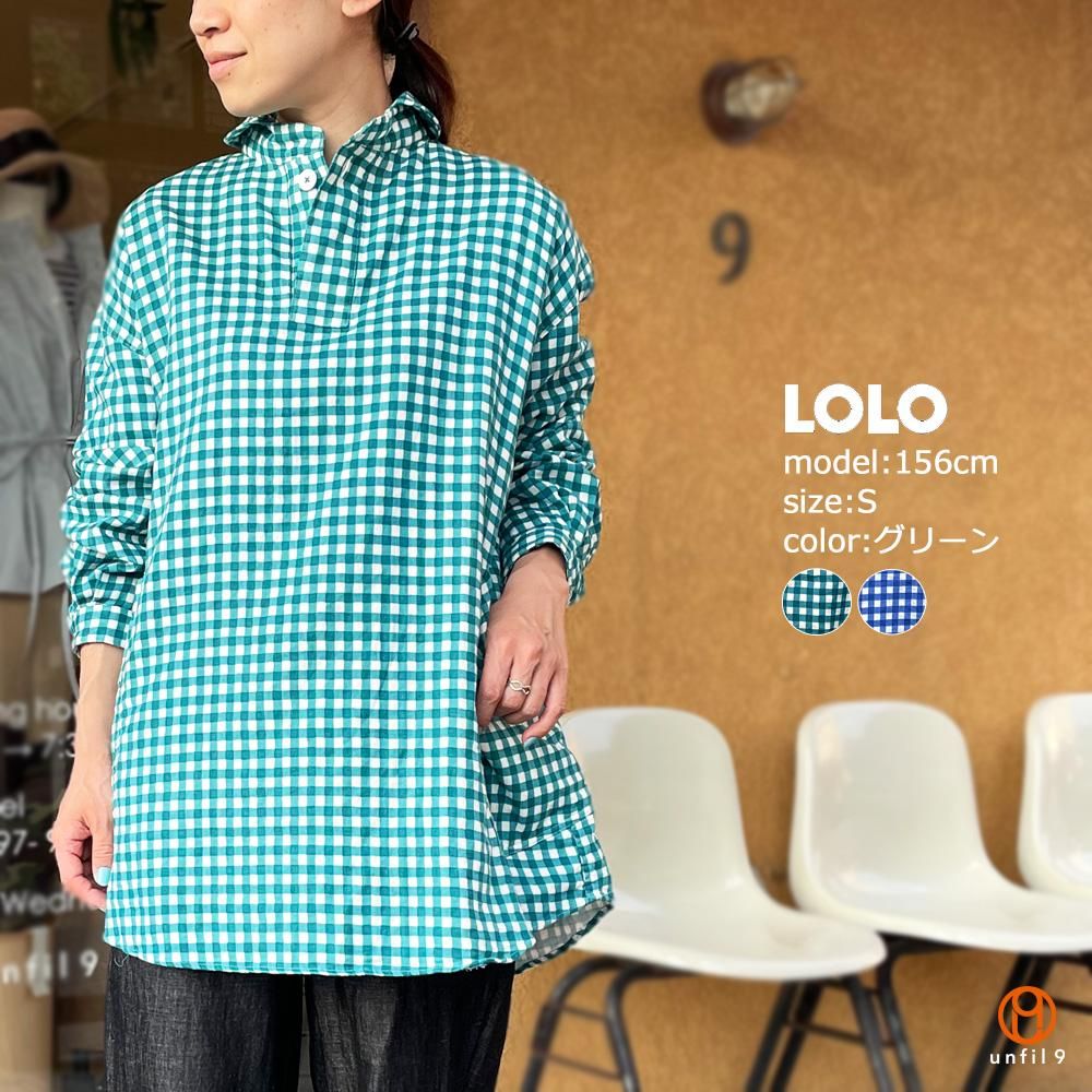 LOLO （ロロ） No.2LS-87 定番プルオーバー型プリントガーゼビッグシャツ